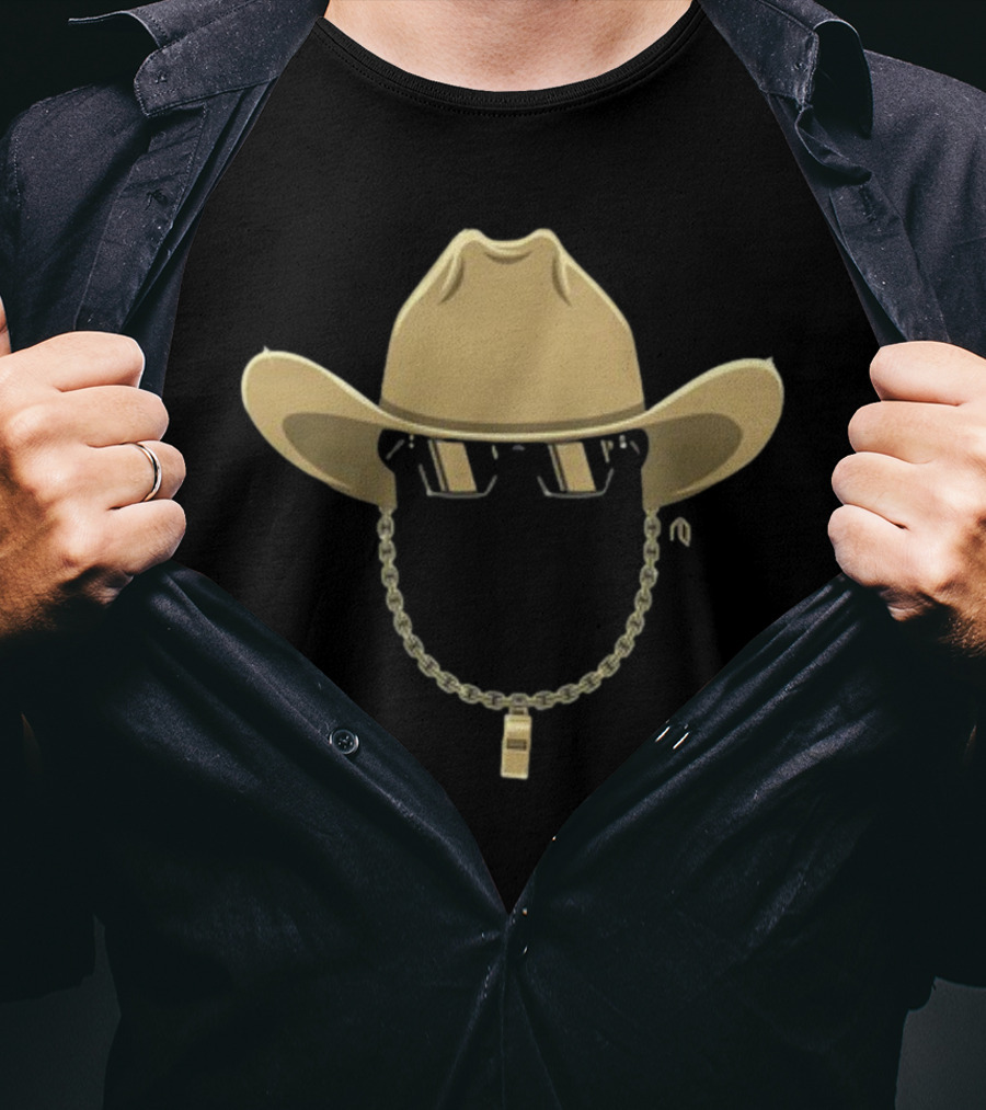 Golden Cowboy Hat Sunglasses Chain T-Shirt