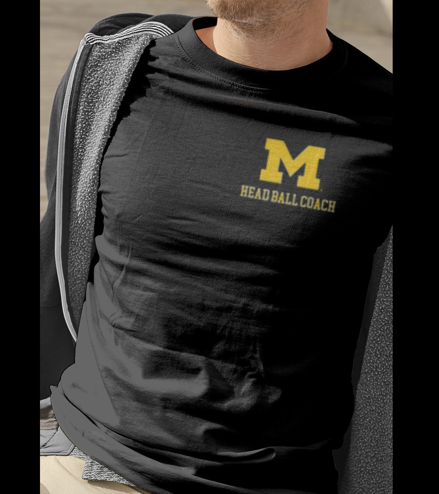 Michigan Football M Head Ball Coach Harbaugh 4 Head Ball Coach T-Shirt