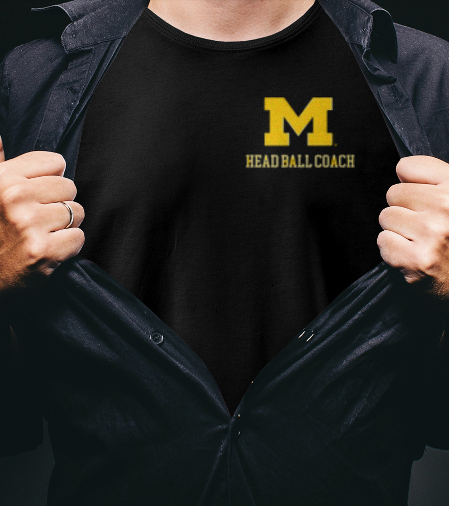 Michigan Football M Head Ball Coach Harbaugh 4 Head Ball Coach T-Shirt