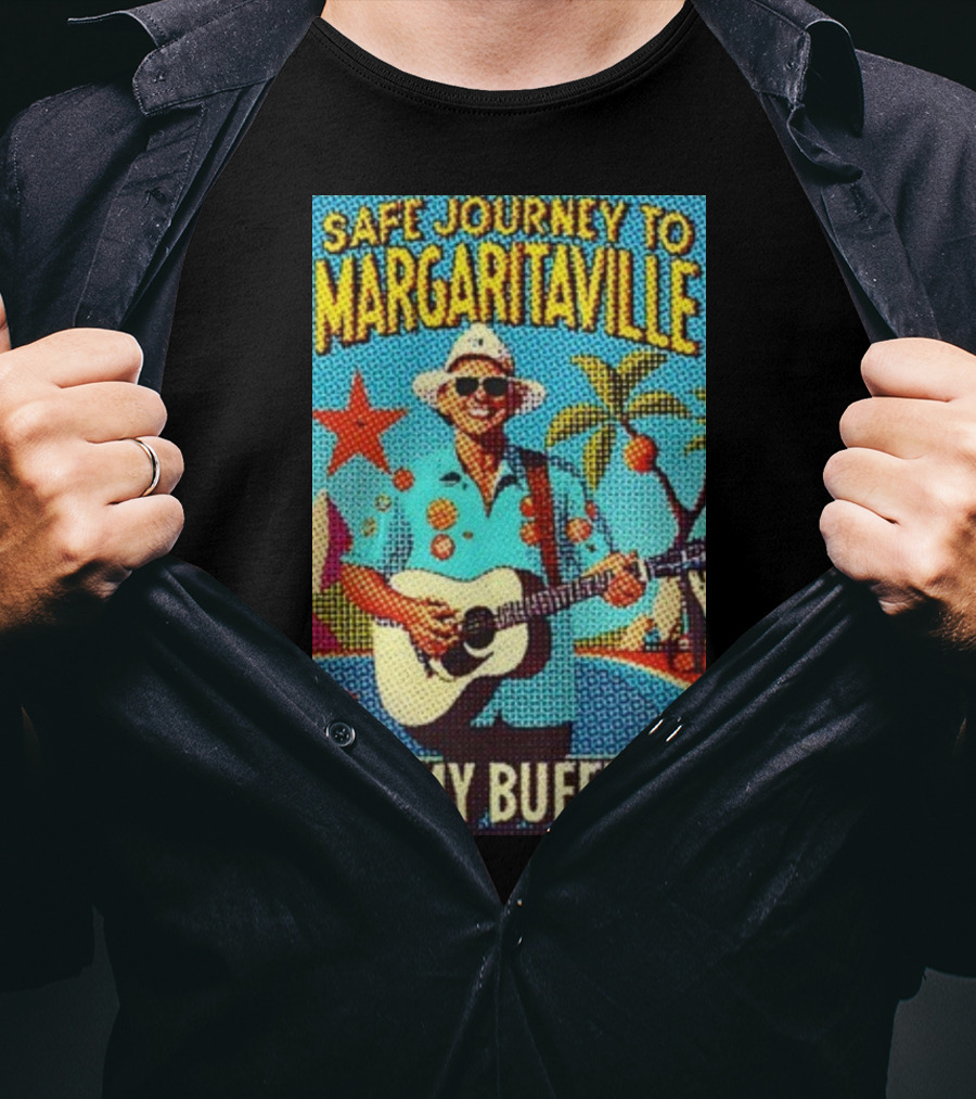 Safe Journey To Margaritaville Jimmy Buffett Tropical Guitar Fun T-Shirt
