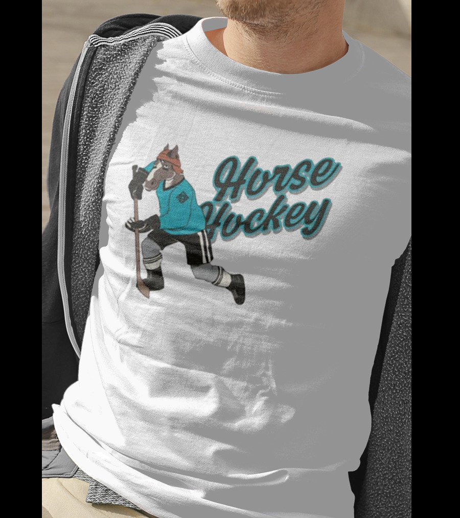 Davidsamsonpodcast Horse Hockey Skating Cartoon Horse With Stick T-Shirt