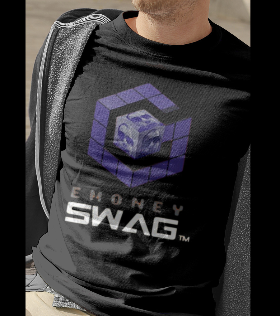 Erobb221 Emoney Swag Cube Design With Purple Blocks T-Shirt