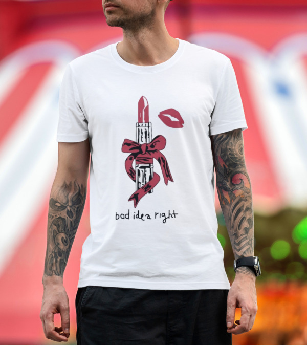 Premium T-Shirt: Bad Idea Right Lipstick Bow and Kiss T-Shirt Bad Idea Right Lipstick Bow and Kiss T-Shirt