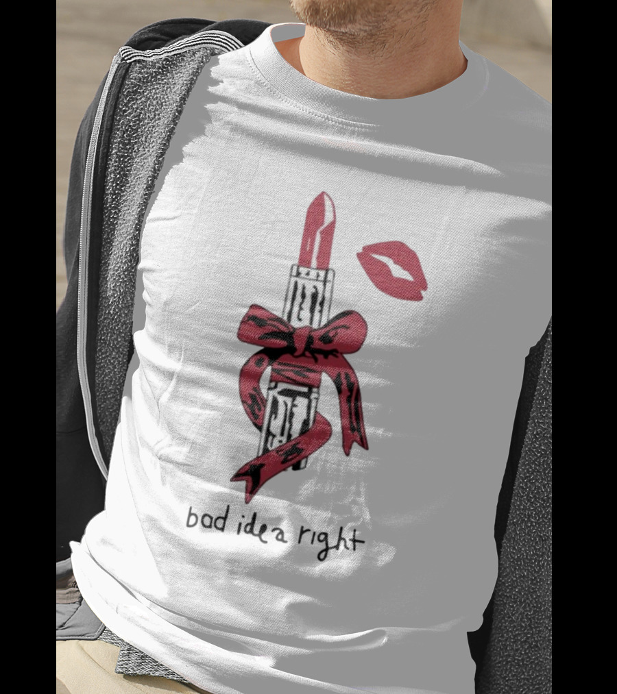 Bad Idea Right Lipstick Bow And Kiss T-Shirt