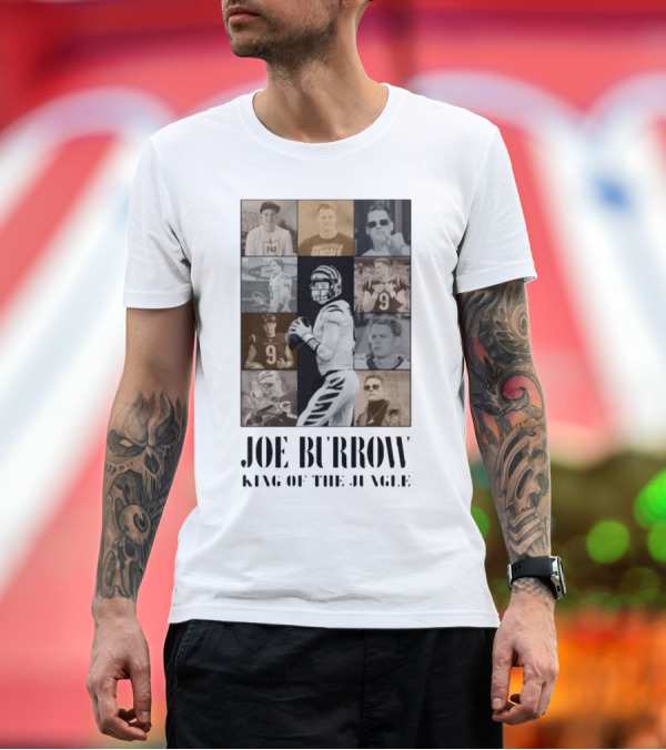 Premium T-Shirt: Joe Burrow King Of The Jungle Bengals Tribute Montage T-Shirt Joe Burrow King Of The Jungle Bengals Tribute Montage T-Shirt