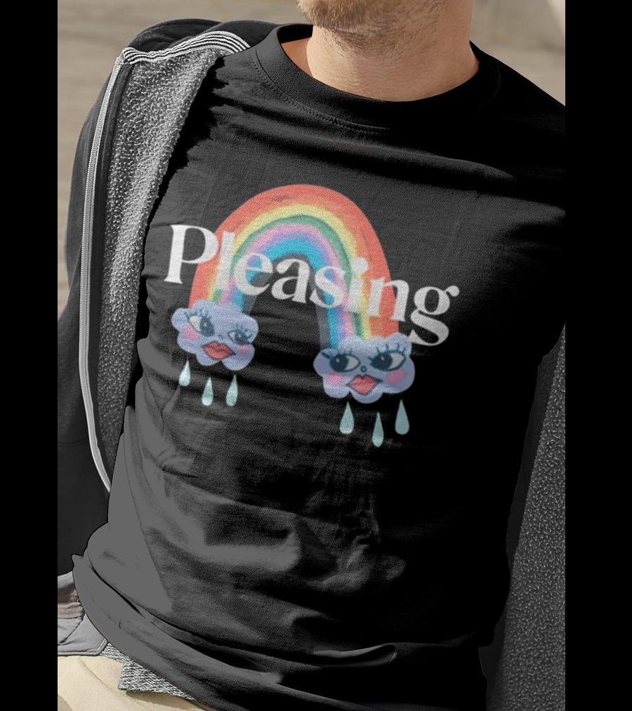 Pleasing Rainbow Clouds With Teardrops And Smiling Faces T-Shirt
