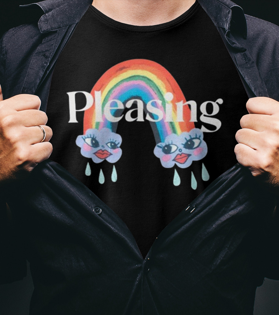 Pleasing Rainbow Clouds With Teardrops And Smiling Faces T-Shirt