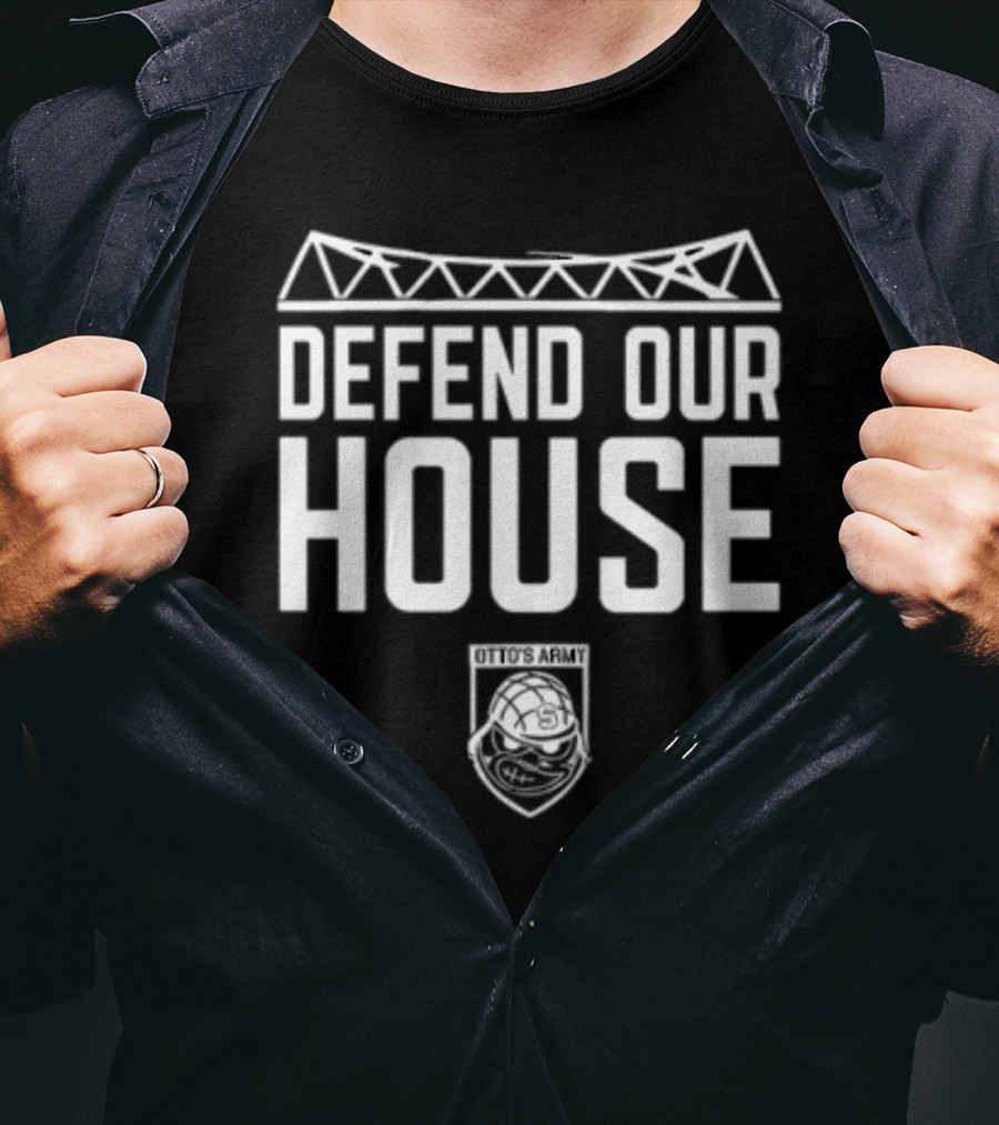 Limited Otto's Army Defend Our House Stadium Mascot Badge T-Shirt