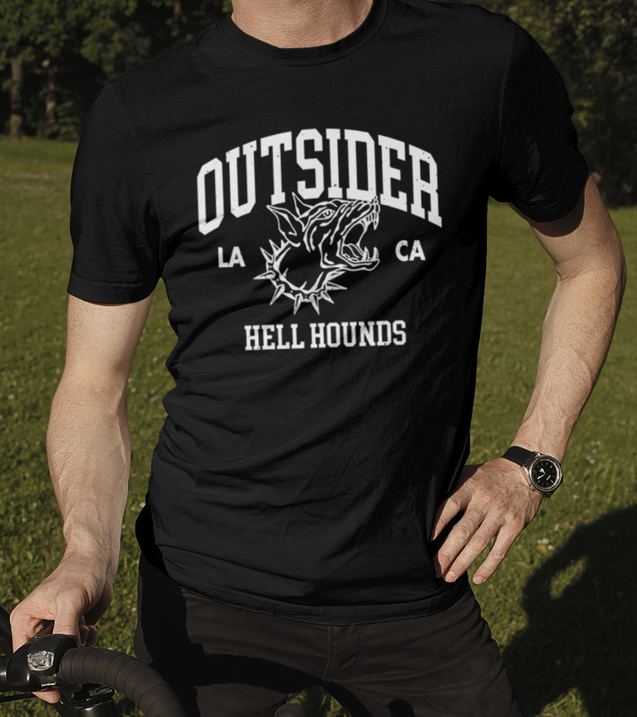 Outsider Hell Hounds LA CA Fierce Canine Emblem T-Shirt