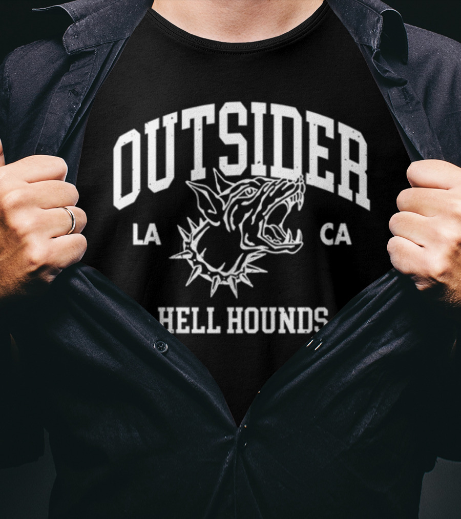 Outsider Hell Hounds LA CA Fierce Canine Emblem T-Shirt