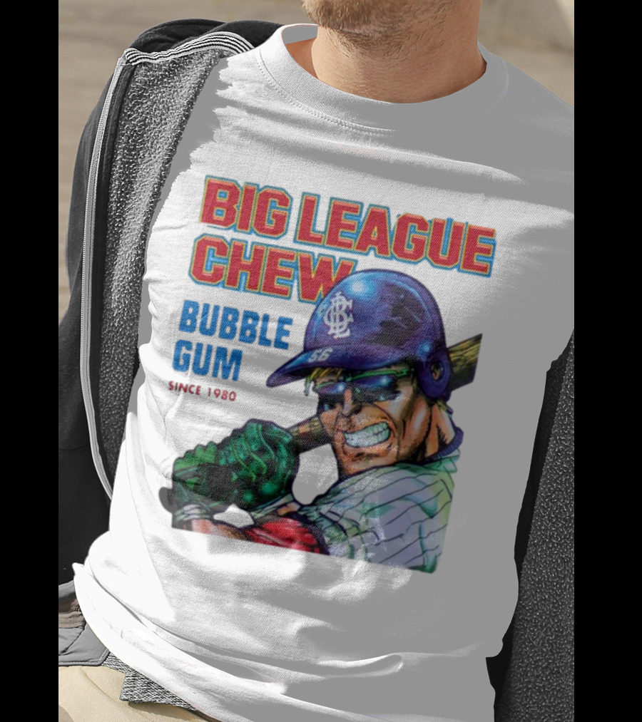 Big League Chew Bubble Gum Since 1980 Baseball Player T-Shirt