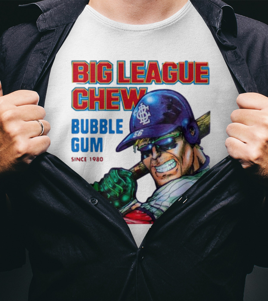 Big League Chew Bubble Gum Since 1980 Baseball Player T-Shirt