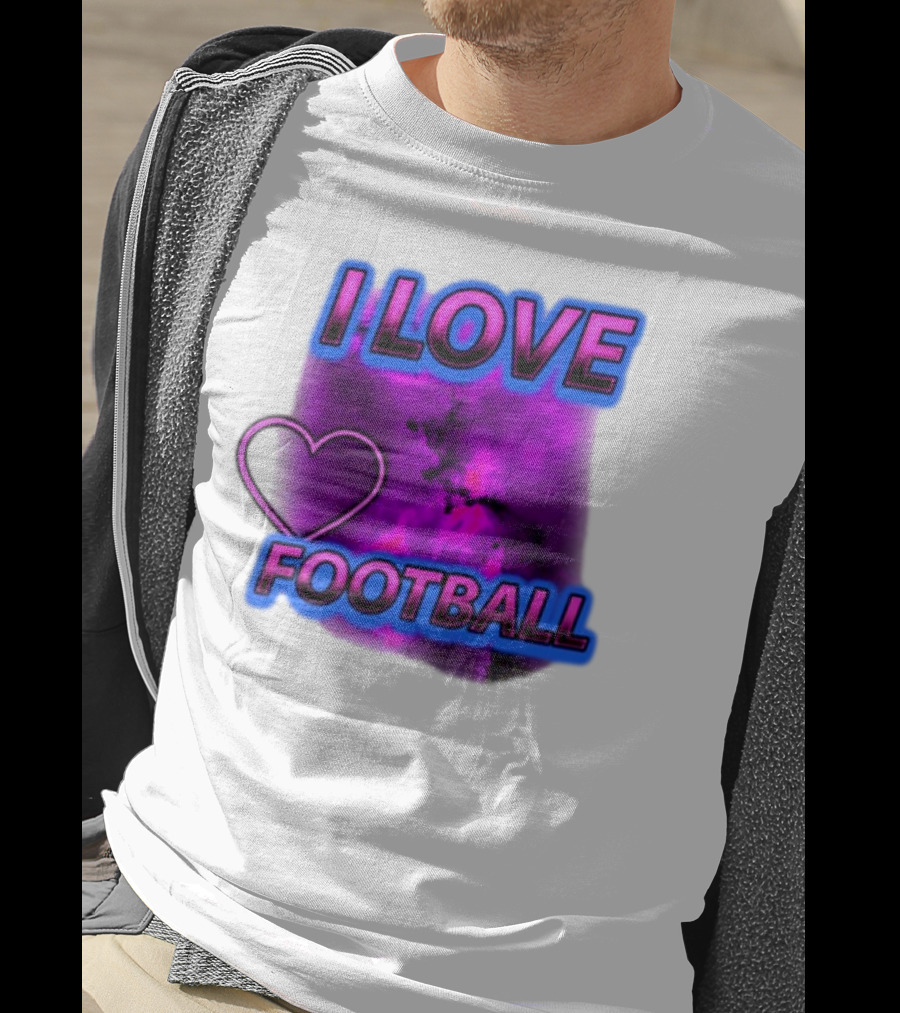 I Love Football Heart Purple Galaxy T-Shirt
