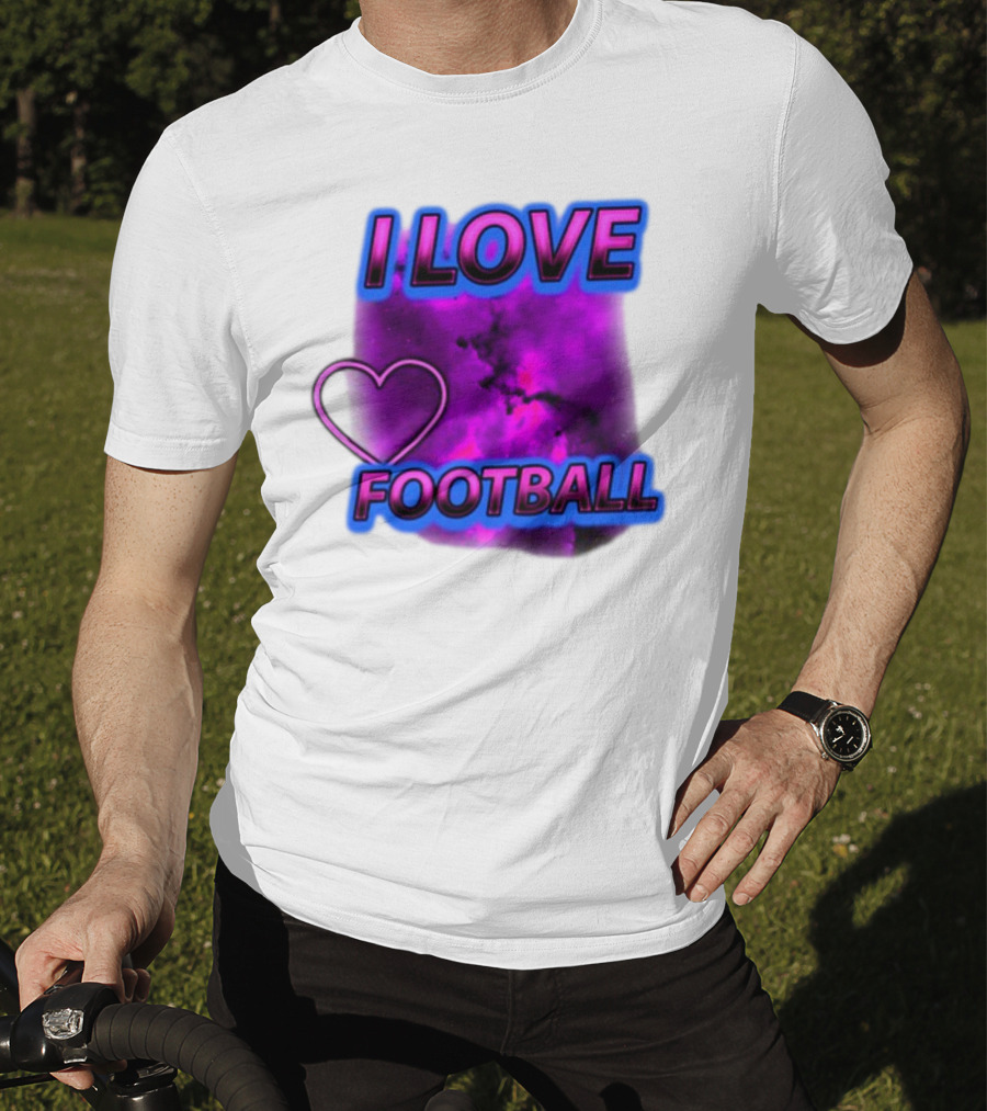 I Love Football Heart Purple Galaxy T-Shirt
