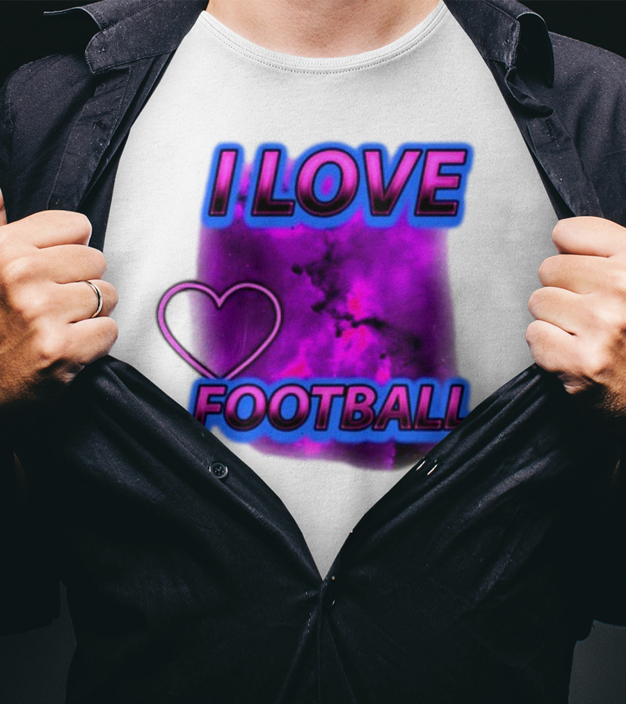 I Love Football Heart Purple Galaxy T-Shirt