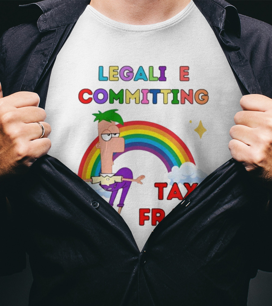 Bejeweledstickers Legalize Committing Tax Fraud Rainbow Character T-Shirt