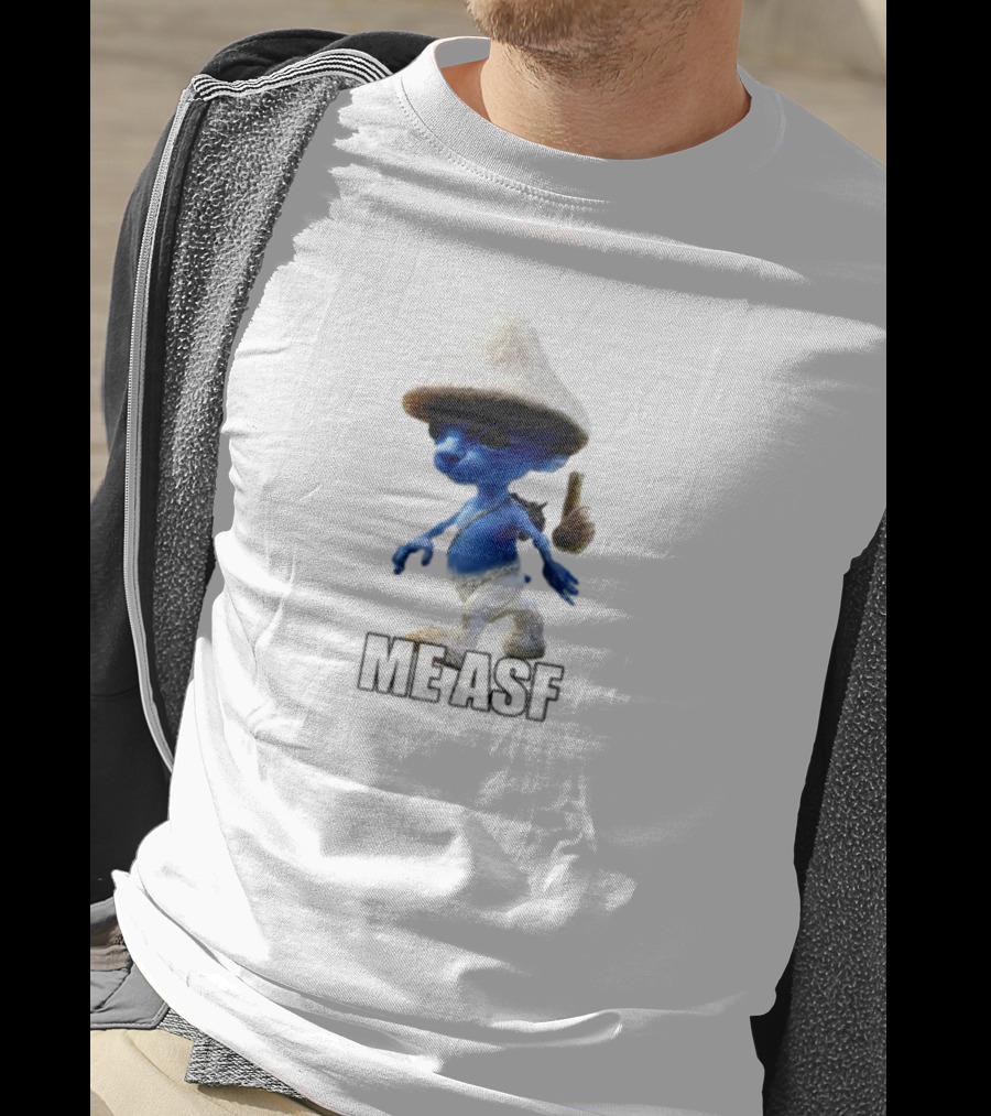 Goofyahhtees Smurf Me Asf Blue Mushroom Character T-Shirt