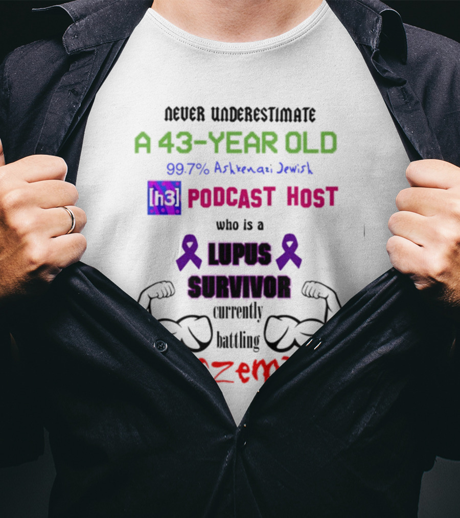 Never Underestimate A 43-Year-Old H3 Podcast Host Who Is A Lupus Survivor Currently Battling Eczema 99.7% Ashkenazi Jewish T-Shirt