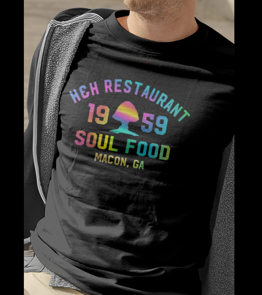 H&H Restaurant 1959 Soul Food Macon GA Vintage Rainbow T-Shirt