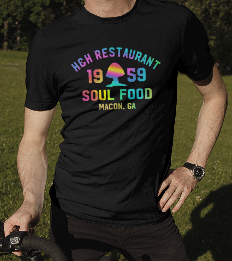 H&H Restaurant 1959 Soul Food Macon GA Vintage Rainbow T-Shirt