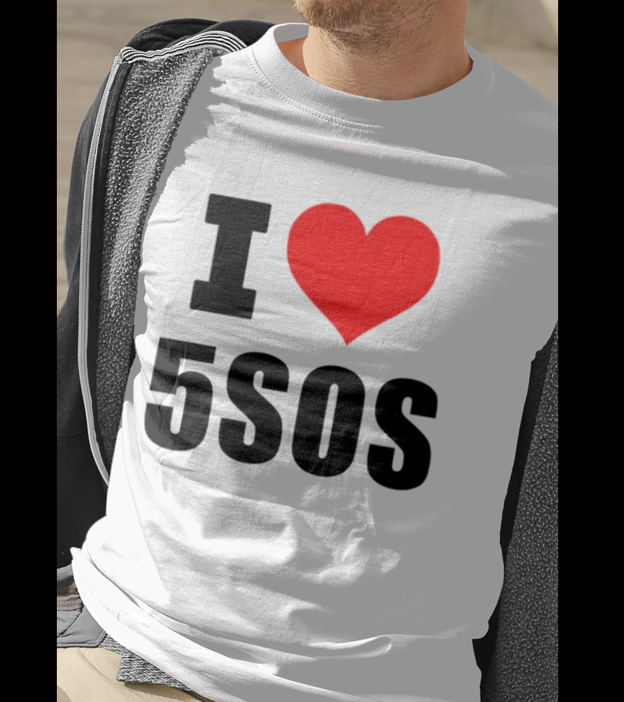 Ashton Irwin Wearing I Love 5SOS Fan Merchandise T-Shirt