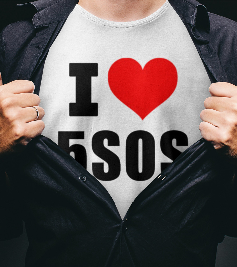Ashton Irwin Wearing I Love 5SOS Fan Merchandise T-Shirt