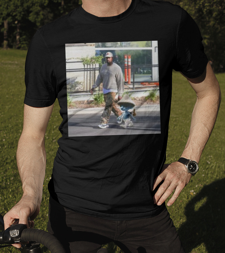 Kanye West Walking With Smurfcat Collaboration Content T-Shirt