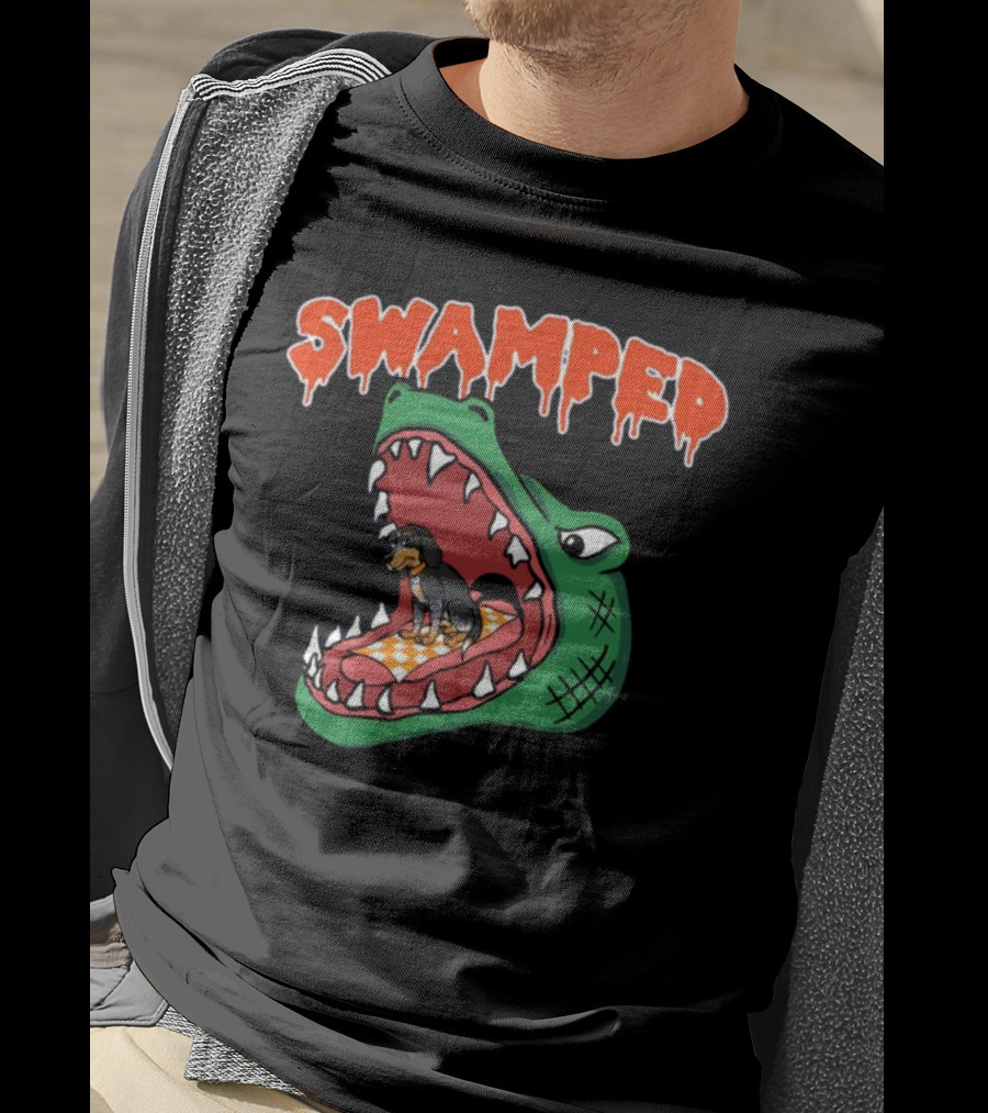 Swamped Hoodie Dog In Gator Mouth T-Shirt