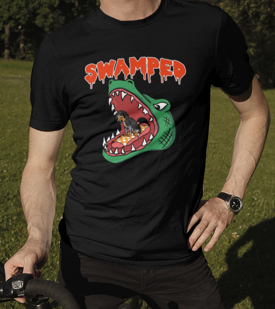 Swamped Hoodie Dog In Gator Mouth T-Shirt