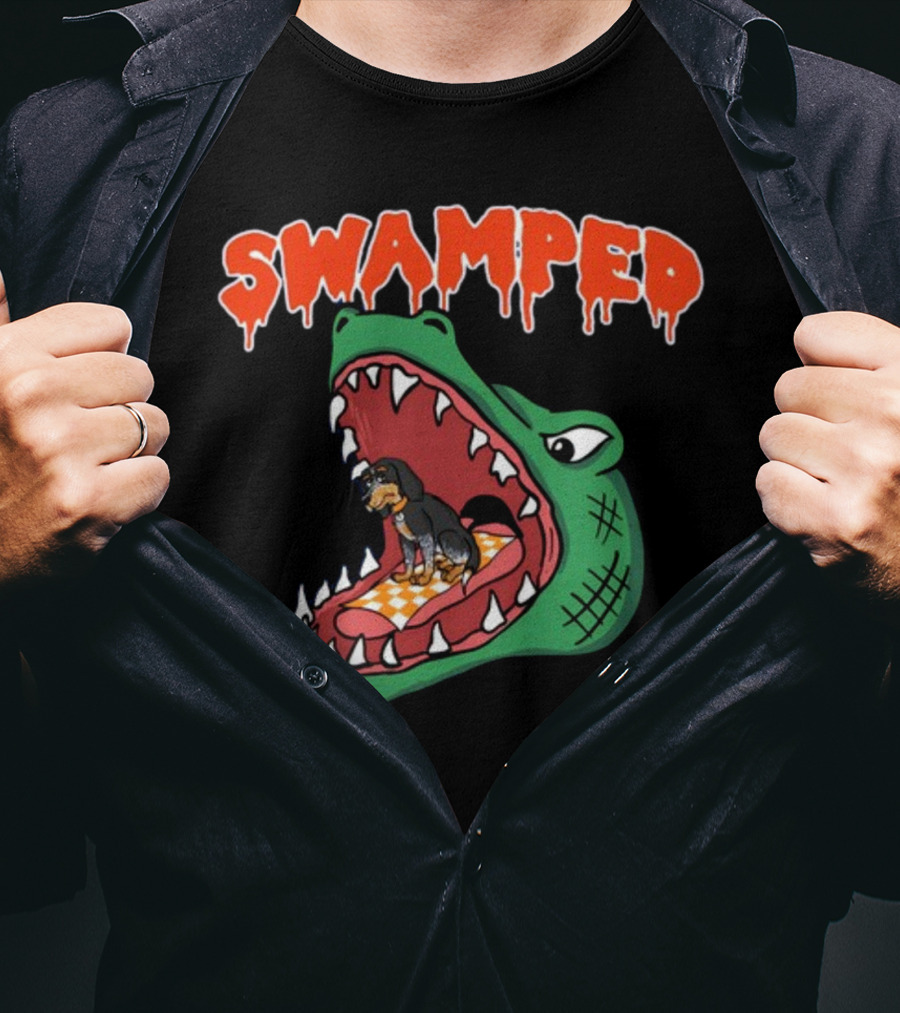 Swamped Hoodie Dog In Gator Mouth T-Shirt