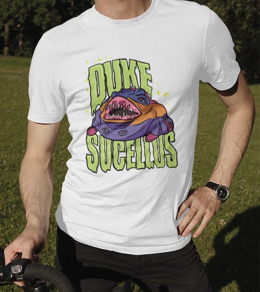 Duke Sucellus Multicolored Creature With Sharp Teeth T-Shirt