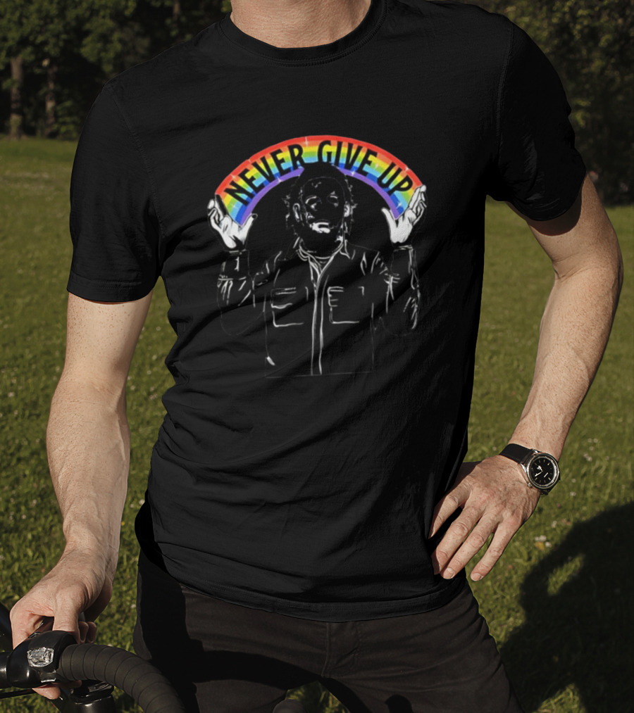 Never Give Up Michael Myers Gorycoryhorror Rainbow T-Shirt