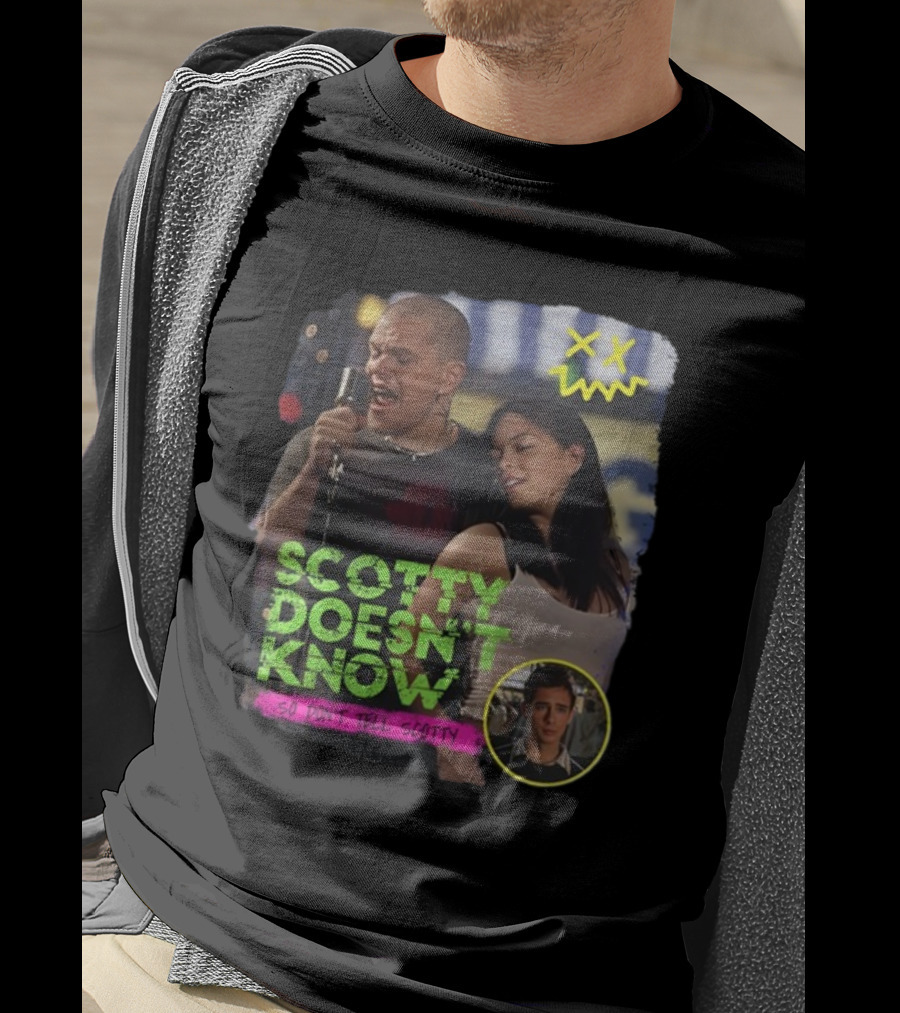 Jonas Never Scotty Doesn't Know So Don't Tell Scotty Karaoke Scene T-Shirt