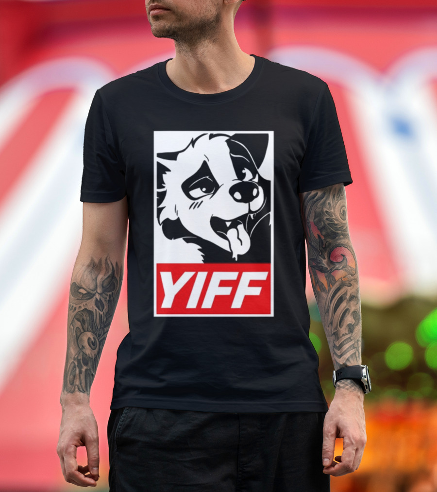 Yiff Dog Logo Red and White T-Shirt