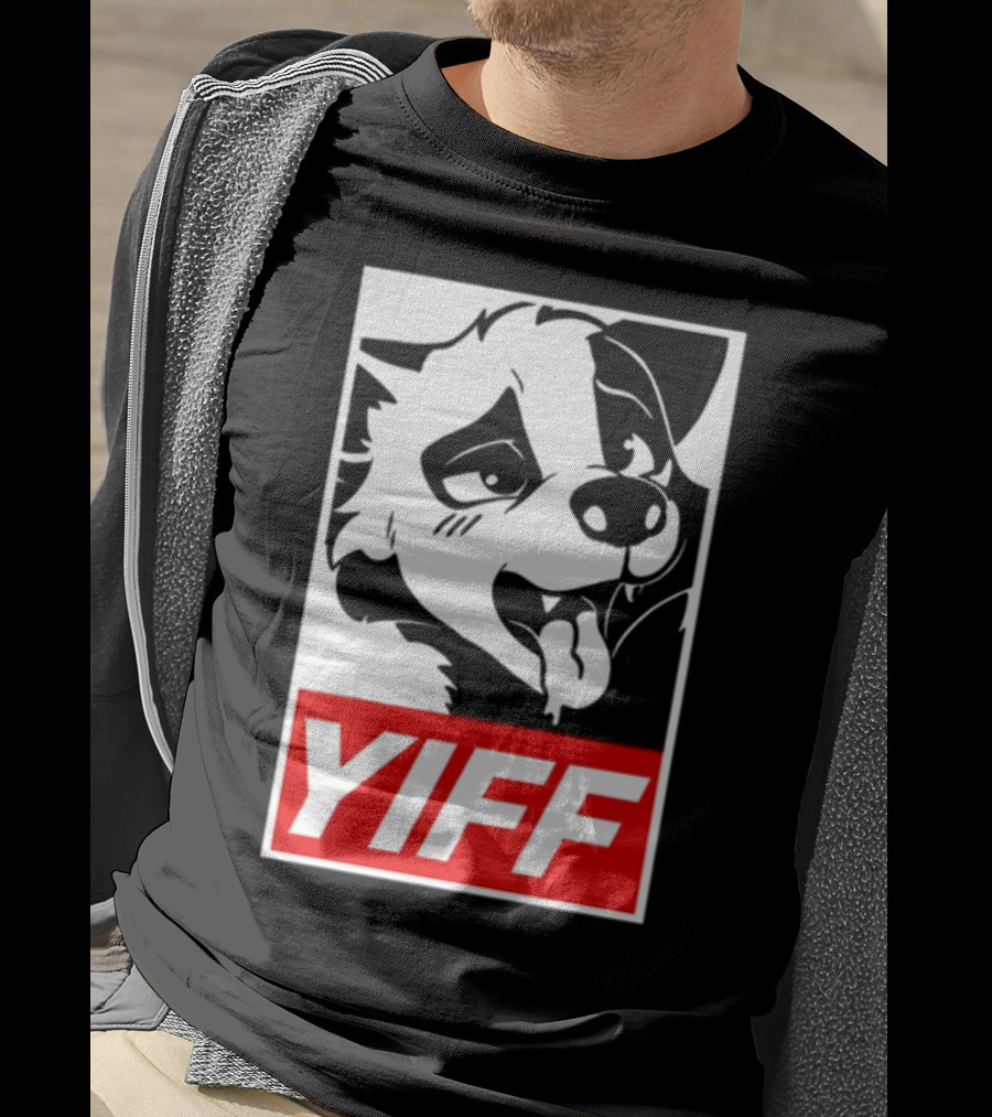 Yiff Dog Logo Red And White T-Shirt