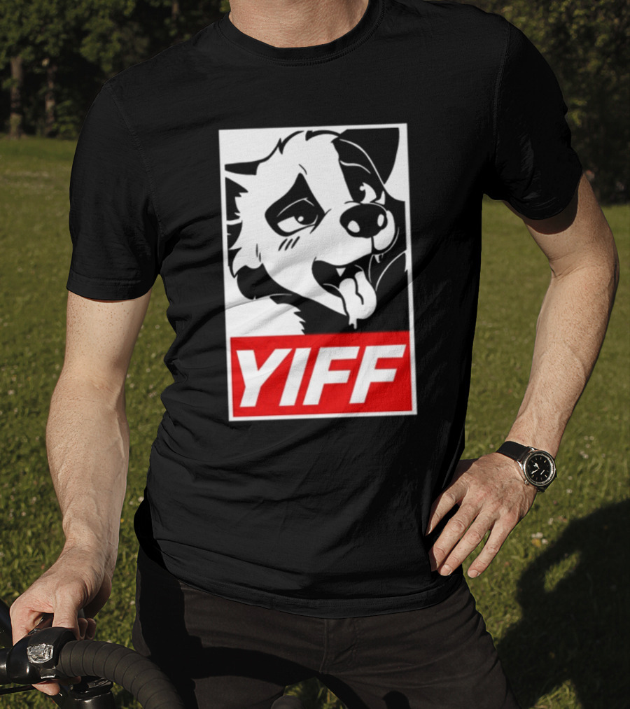 Yiff Dog Logo Red And White T-Shirt