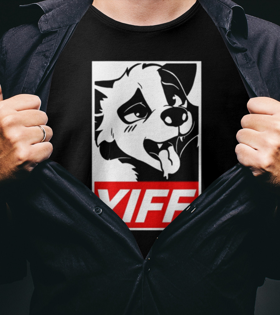 Yiff Dog Logo Red And White T-Shirt