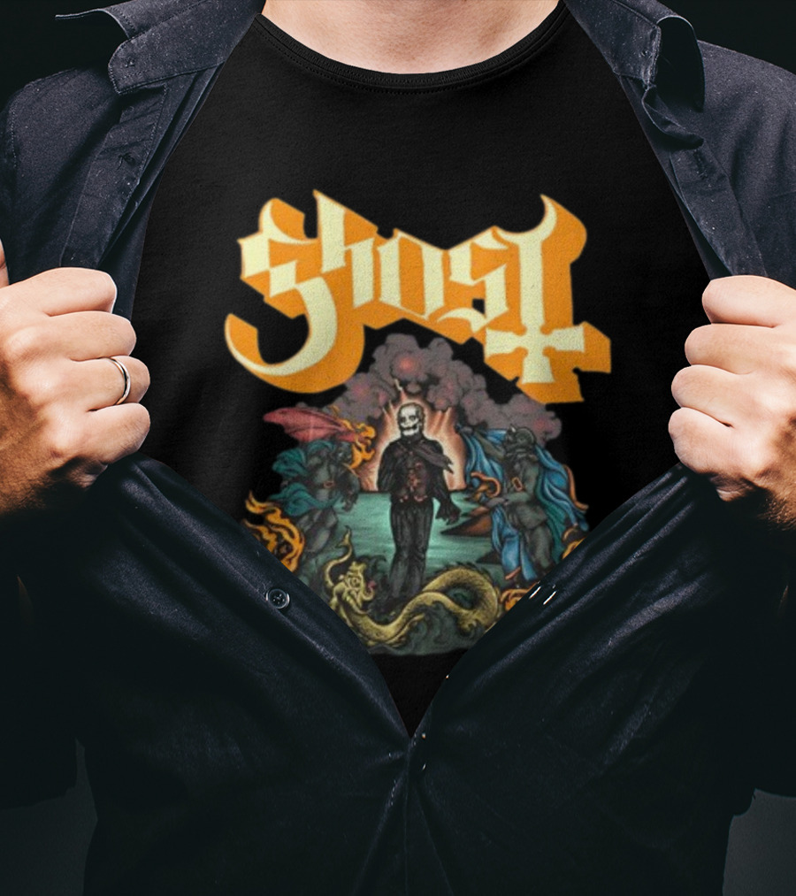 Ghost Band Surreal Ocean Scene With Figures And Sea Creature T-Shirt