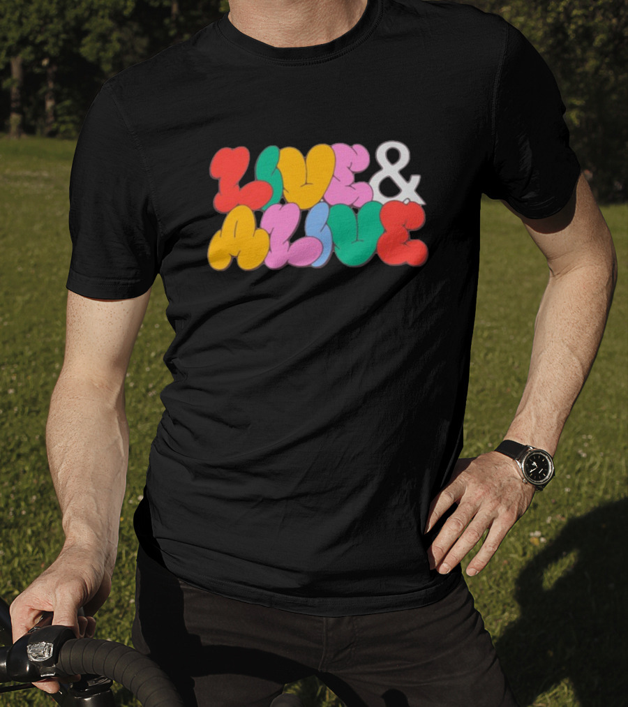 Live And Alive Colorful Bubble Letters T-Shirt