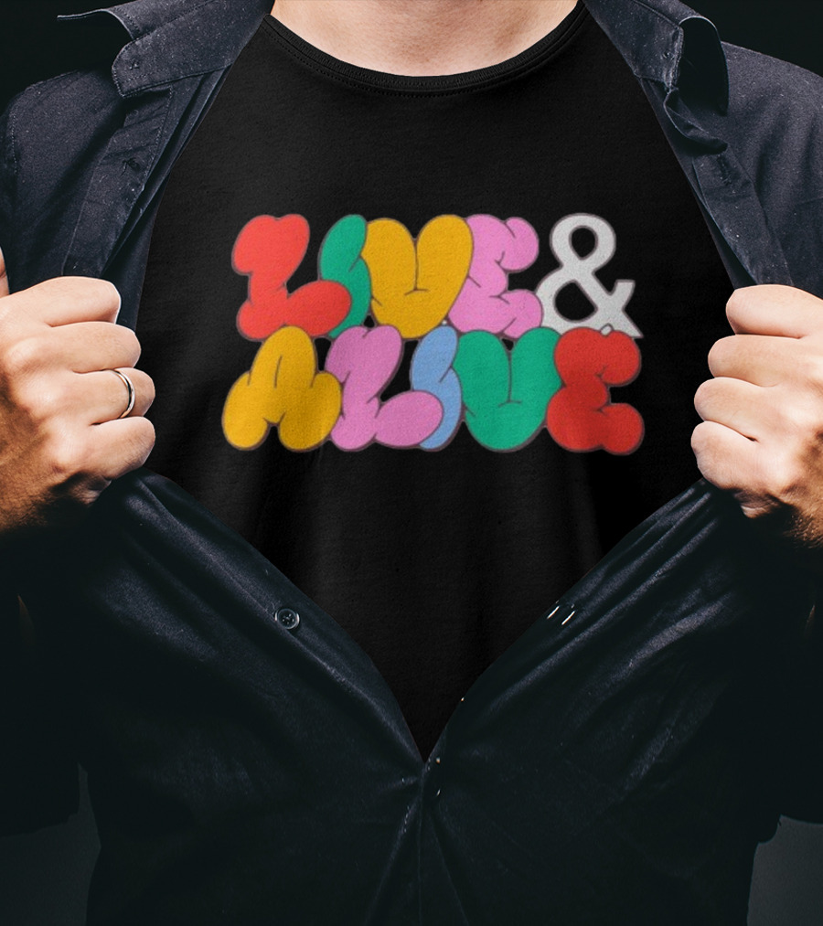 Live And Alive Colorful Bubble Letters T-Shirt