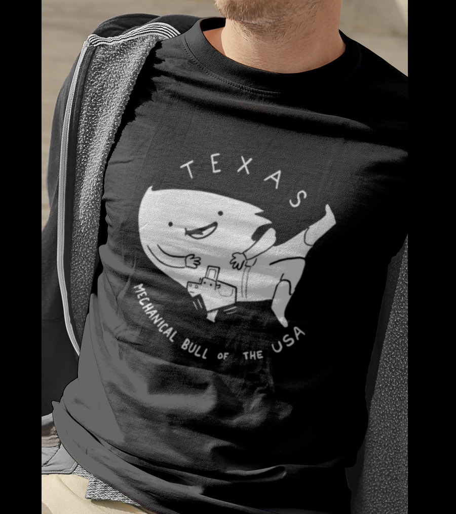 Texas Mechanical Bull Of The USA Fun Cartoon T-Shirt