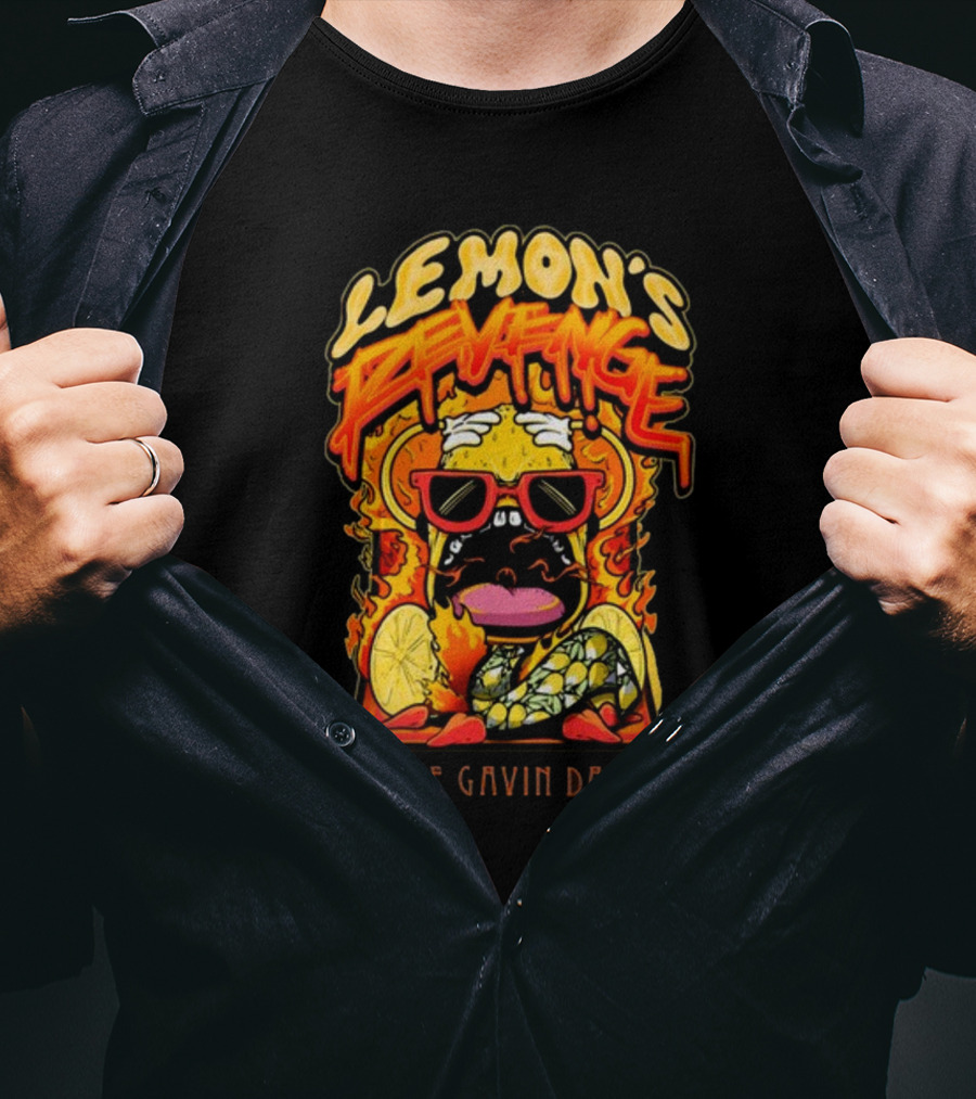 Lemon's Revenge Dance Gavin Dance Flaming Lemon Sunglasses Cartoon T-Shirt