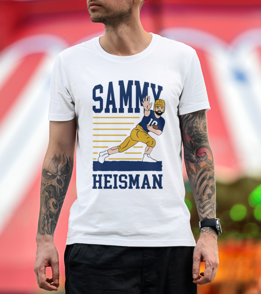 SAMMY HEISMAN 10 Football Pose with Stripes T-Shirt