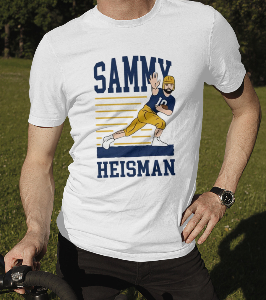 SAMMY HEISMAN 10 Football Pose With Stripes T-Shirt