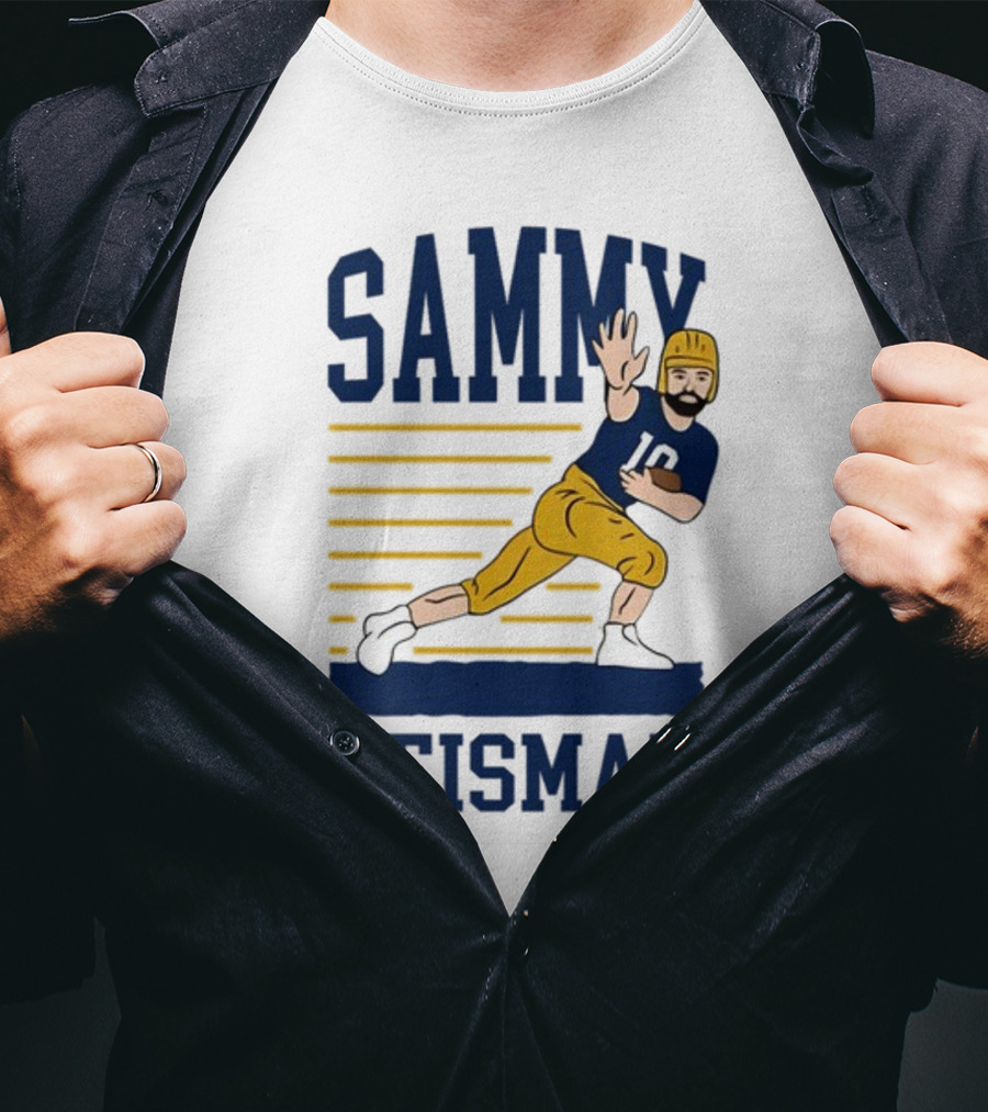 SAMMY HEISMAN 10 Football Pose With Stripes T-Shirt