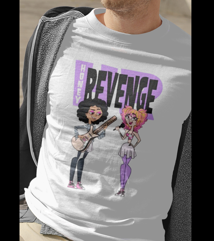 Honey Revenge Characters With Guitar And Microphone Lavender Dust T-Shirt