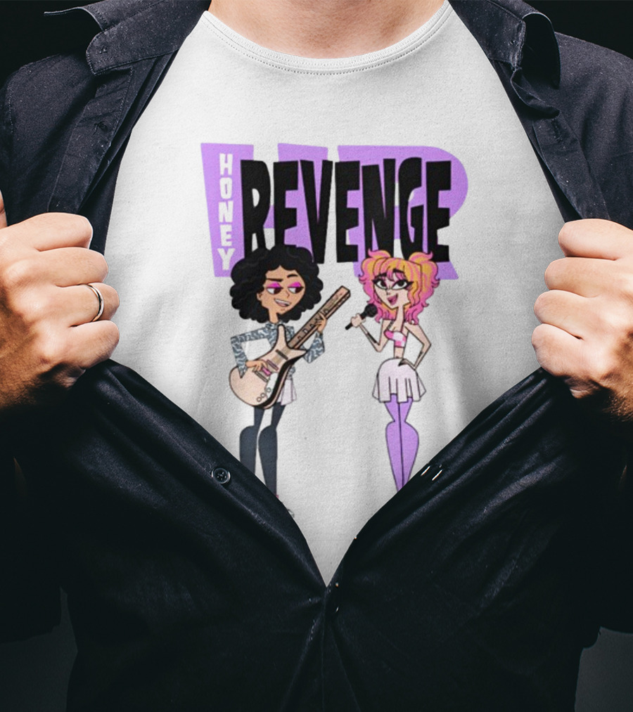 Honey Revenge Characters With Guitar And Microphone Lavender Dust T-Shirt
