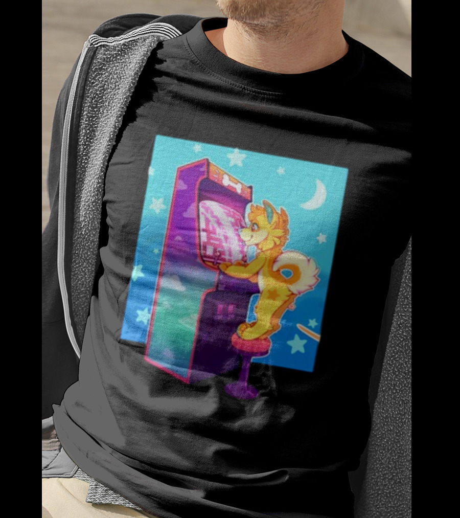 Drackypoof Arcade Pupper Retro Night Gaming T-Shirt