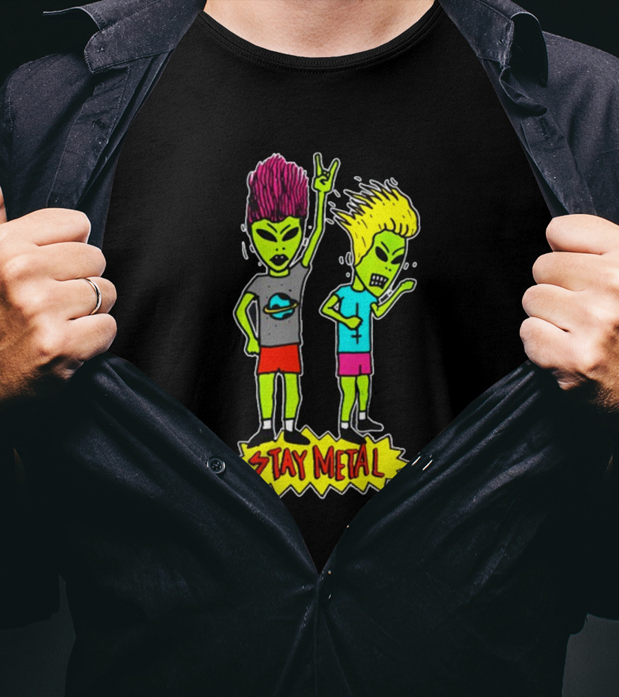 Teen Hearts Green Aliens Stay Metal Mohawk T-Shirt