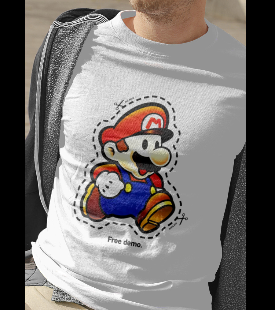 Mario Free Demo Adventure Icon With Cutout Outline T-Shirt